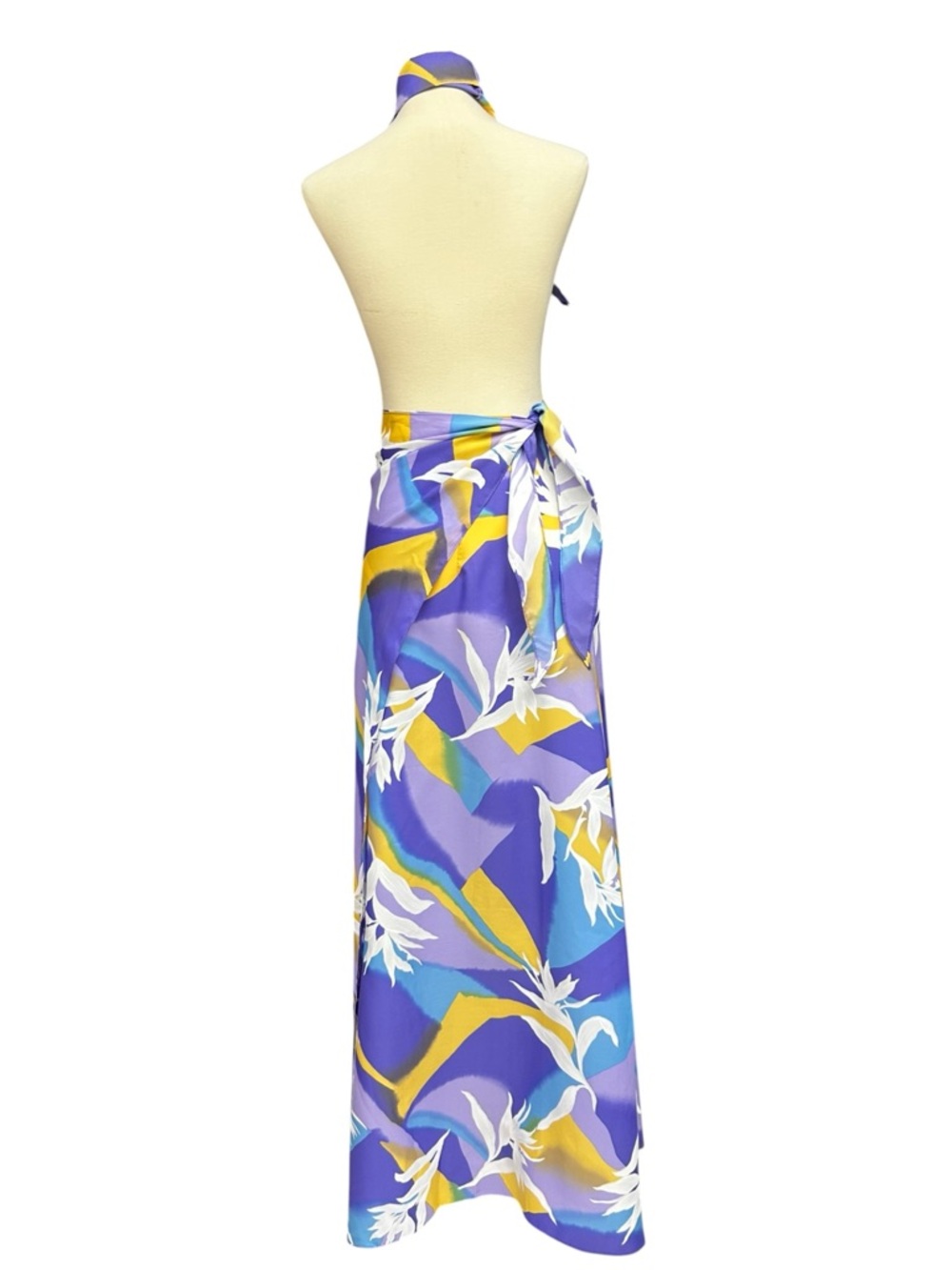 Vintage Hilo Hatties Hawaii Purple Floral Wrap Dress Convertible Maxi Skirt - Picture 10 of 12